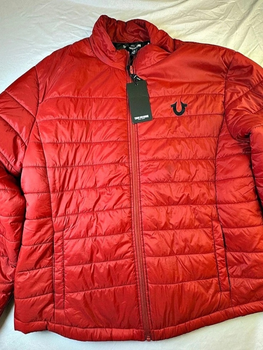 True Religion Solid Puffer Jacket Men's Quilted Red XL NWT
